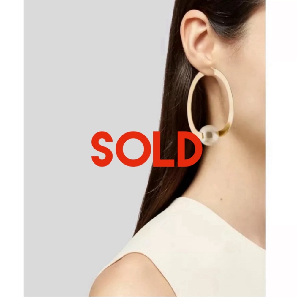 New w/ box - Celine Phoebe Philo Baroque Pearl Hoop Earrings, MSRP $1k